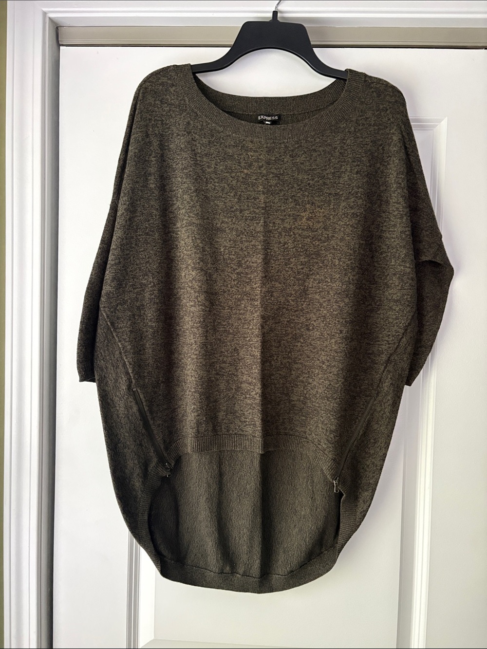 Express Olive Knit Dolman Scoop Neck Sweater